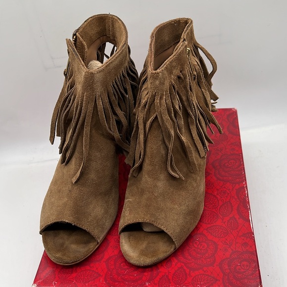Carlos By Carlos Santana Jasper 2 Peep Toe Fringe Ankle Booties Women's Sz 9.5 M - Picture 3 of 7